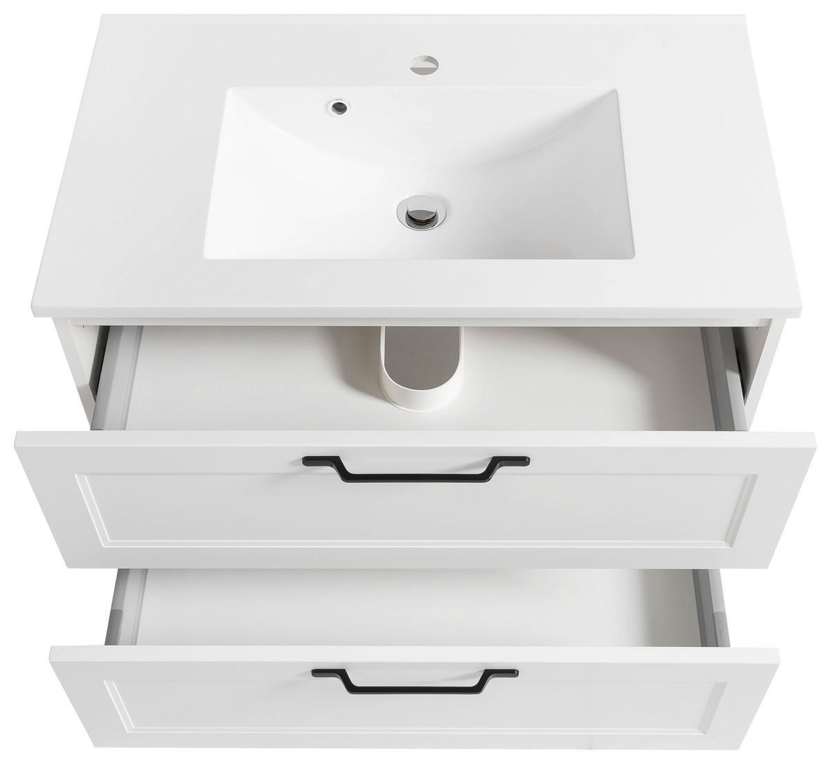 WASCHTISCHKOMBI 80 cm  - Schwarz/Weiß, ROMANTIK / LANDHAUS, Holzwerkstoff/Stein (80cm) - Xora