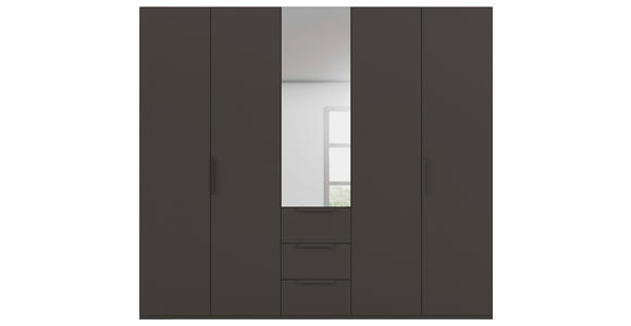 DREHTÜRENSCHRANK 251/235/61 cm,  in Graphitfarben, 5-türig  - Graphitfarben, Basics, Glas/Holzwerkstoff (251/235/61cm) - Novel