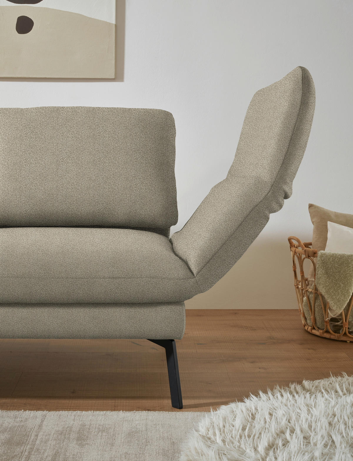 ECKSOFA  in Flachgewebe Sandfarben  175-224/255-365 cm  - Sandfarben/Schwarz, Design, Textil/Metall (175-224/255-365cm) - Dieter Knoll