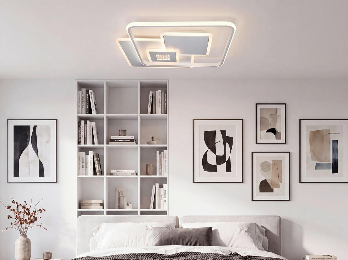 LED-DECKENLEUCHTE Lucca 50,3/50,3/6 cm   - Weiß, Trend, Kunststoff/Metall (50,3/50,3/6cm) - Novel