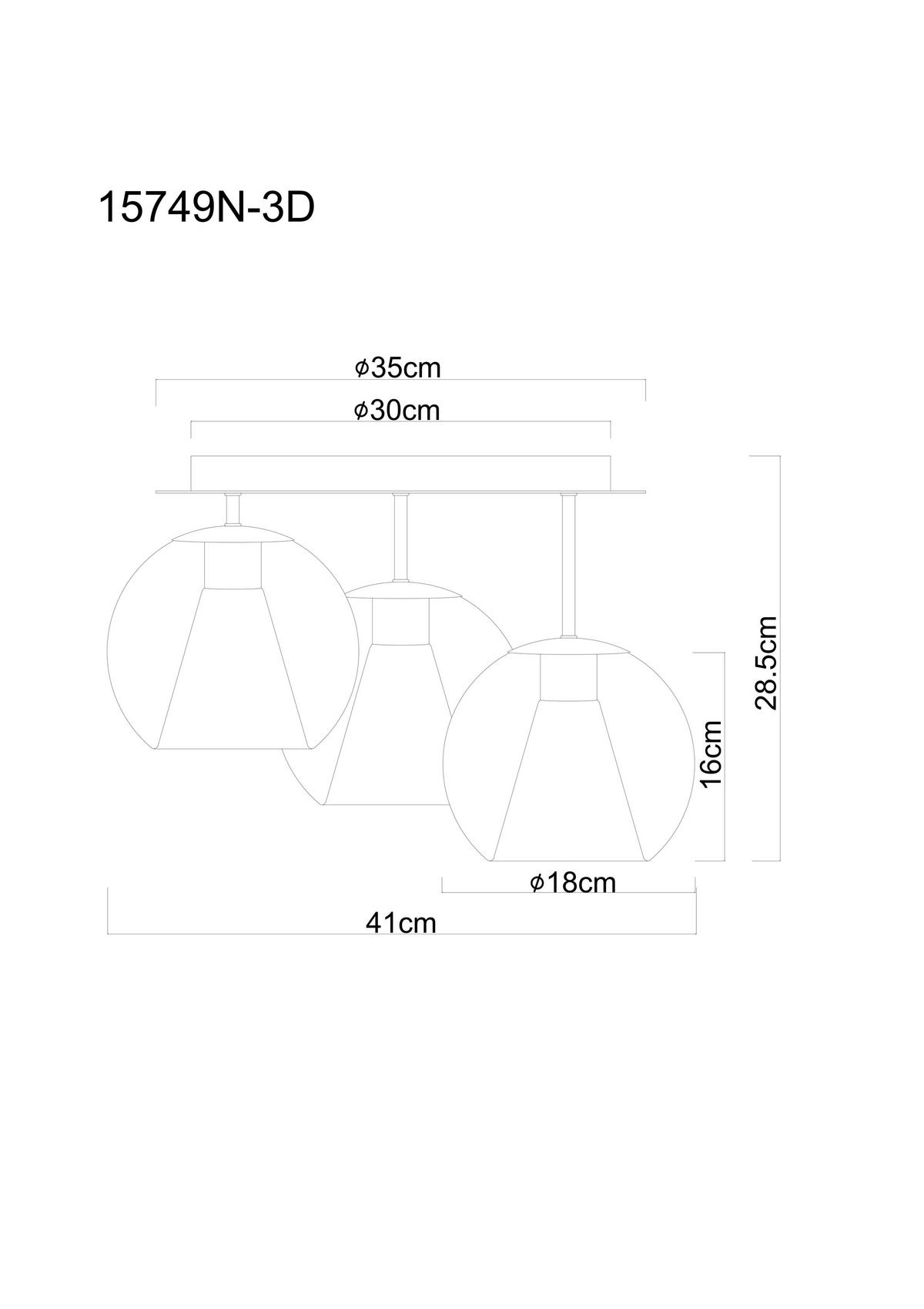 DECKENLEUCHTE  41/28.5 cm    - Klar/Chromfarben, Basics, Glas/Metall (41/28.5cm) - Globo