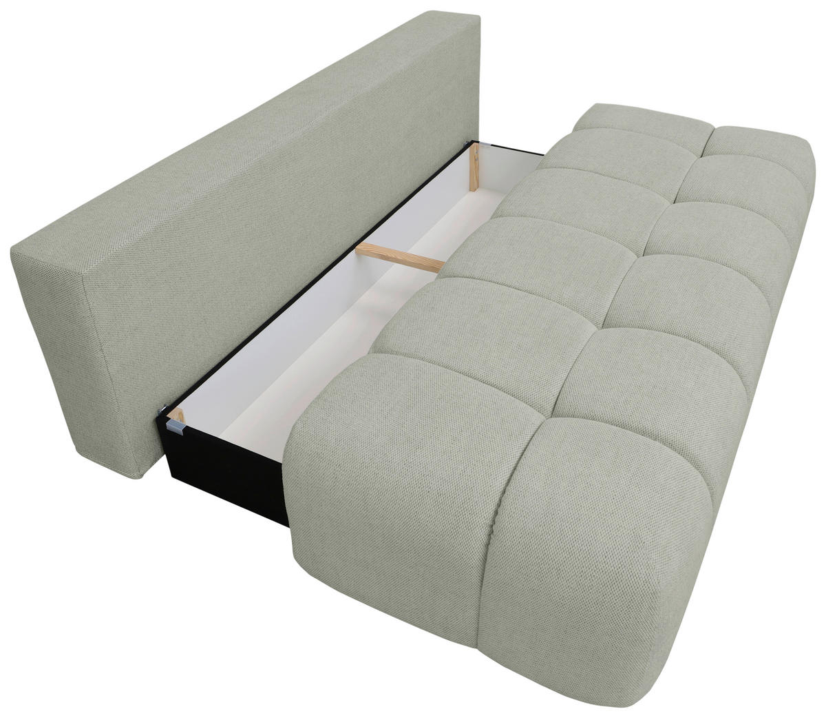 BOXSPRINGSOFA in Chenille Greige  - Greige/Schwarz, MODERN, Kunststoff/Textil (210/72/105cm) - Cantus