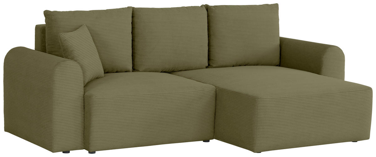 ECKSOFA in Cord Olivgrün  - Olivgrün, Design, Textil (250/151cm) - MID.YOU