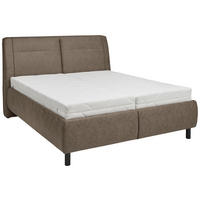 POLSTERBETT 180/200 cm,  in Graubraun, Matratze, gepolstertes Kopfteil, unterschiedliche Matratzenhärtegrade je Bettseite, H3 + H4 = fest + sehr fest  - Weiss/Graubraun, Konventionell, Holz/Holzwerkstoff (180/200cm) - Dieter Knoll