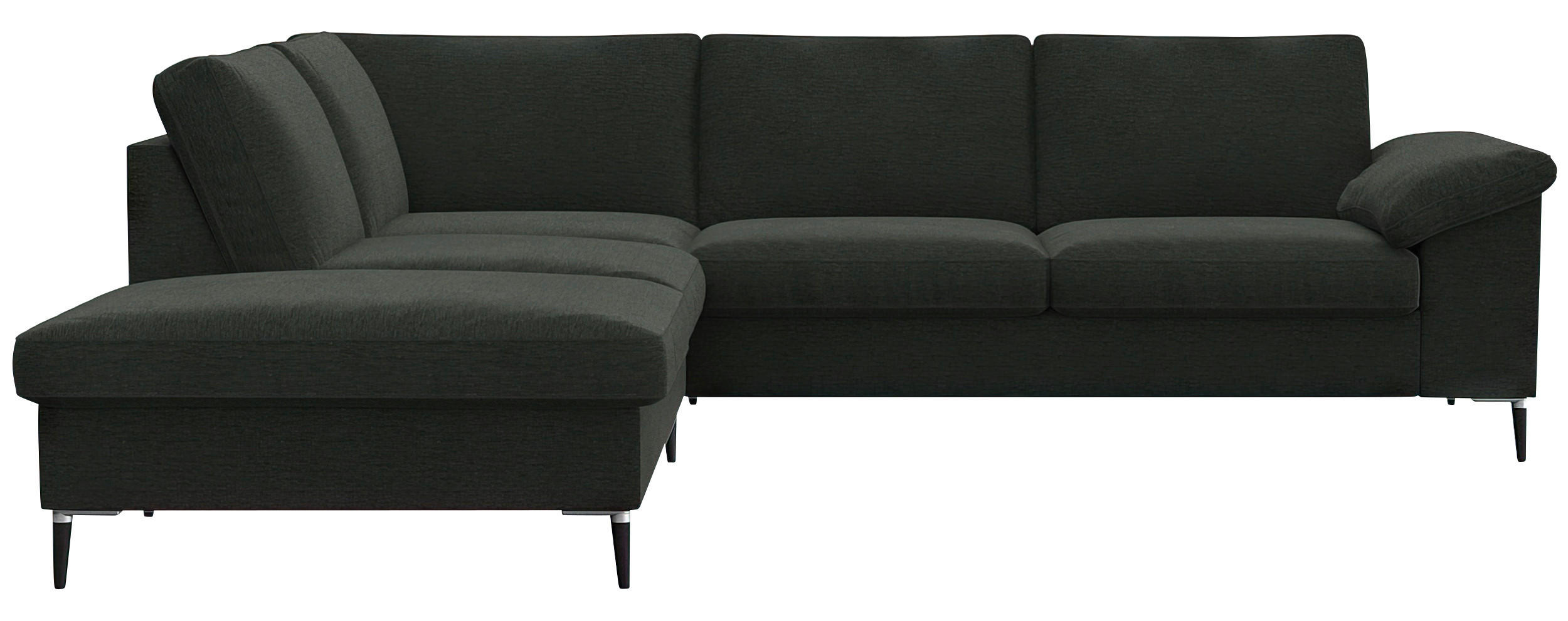 ECKSOFA Waldgrün Chenille, Webstoff, Flachgewebe  - Waldgrün/Schwarz, Design, Textil/Metall (225/247cm) - Livetastic