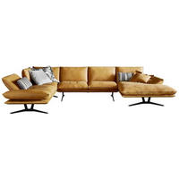 WOHNLANDSCHAFT Currygelb Echtleder  - Currygelb/Schwarz, Natur, Leder/Metall (217/359/155cm) - Dieter Knoll