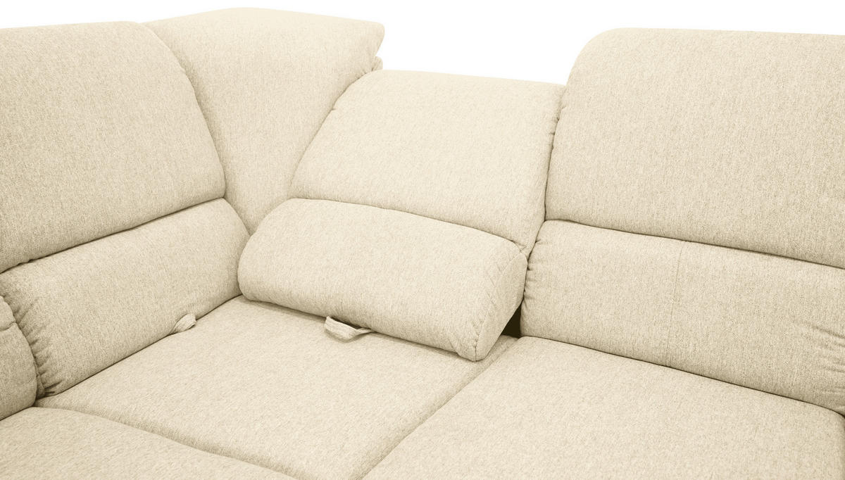 ECKSOFA in Webstoff Beige  - Beige/Silberfarben, Design, Holz/Kunststoff (219/270cm) - Livetastic