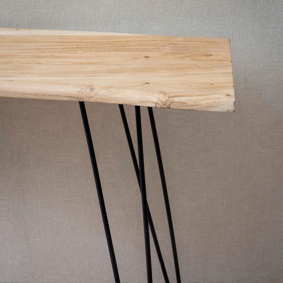 KONSOLENTISCH in Holz 150/36/75 cm   - Schwarz/Akaziefarben, Design, Holz/Metall (150/36/75cm) - MID.YOU
