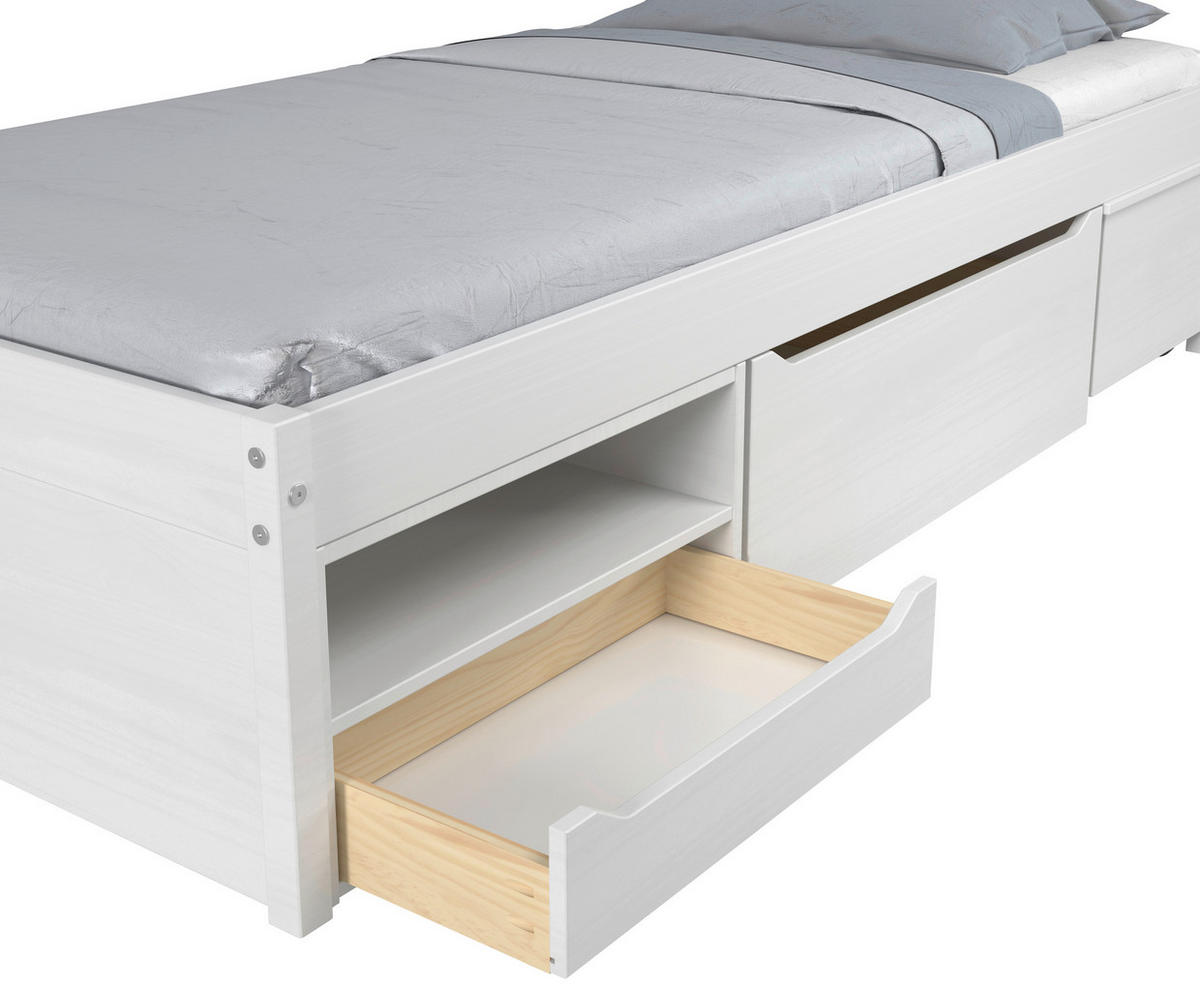 POSTEĽ S ÚLOŽNÝM PRIESTOROM, 90/200 cm biela - biela, Modern, drevo (90/200cm) - MID.YOU