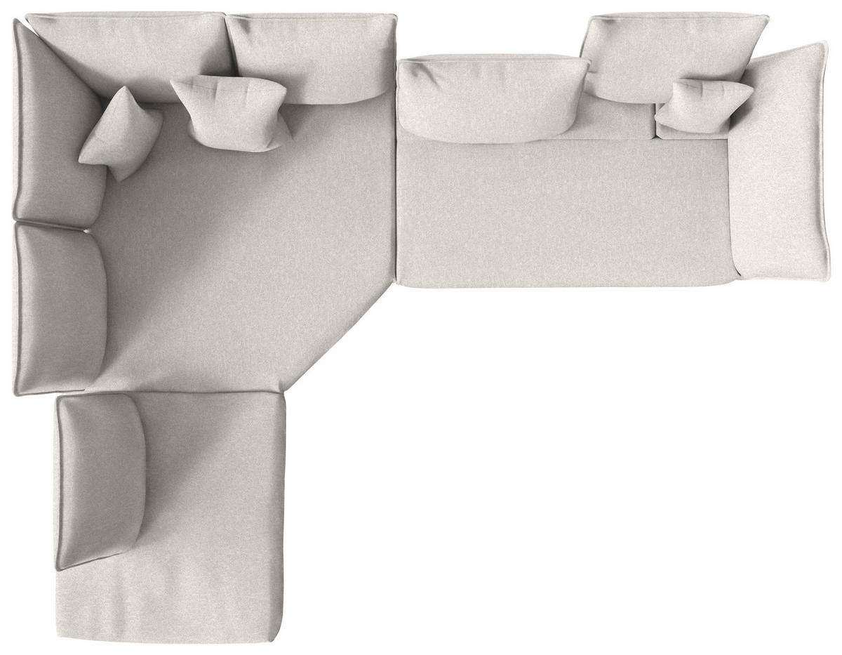 ECKSOFA  in Chenille, Flachgewebe Ecru  272/340 cm  - Ecru/Schwarz, MODERN, Textil/Metall (272/340cm) - W.Schillig