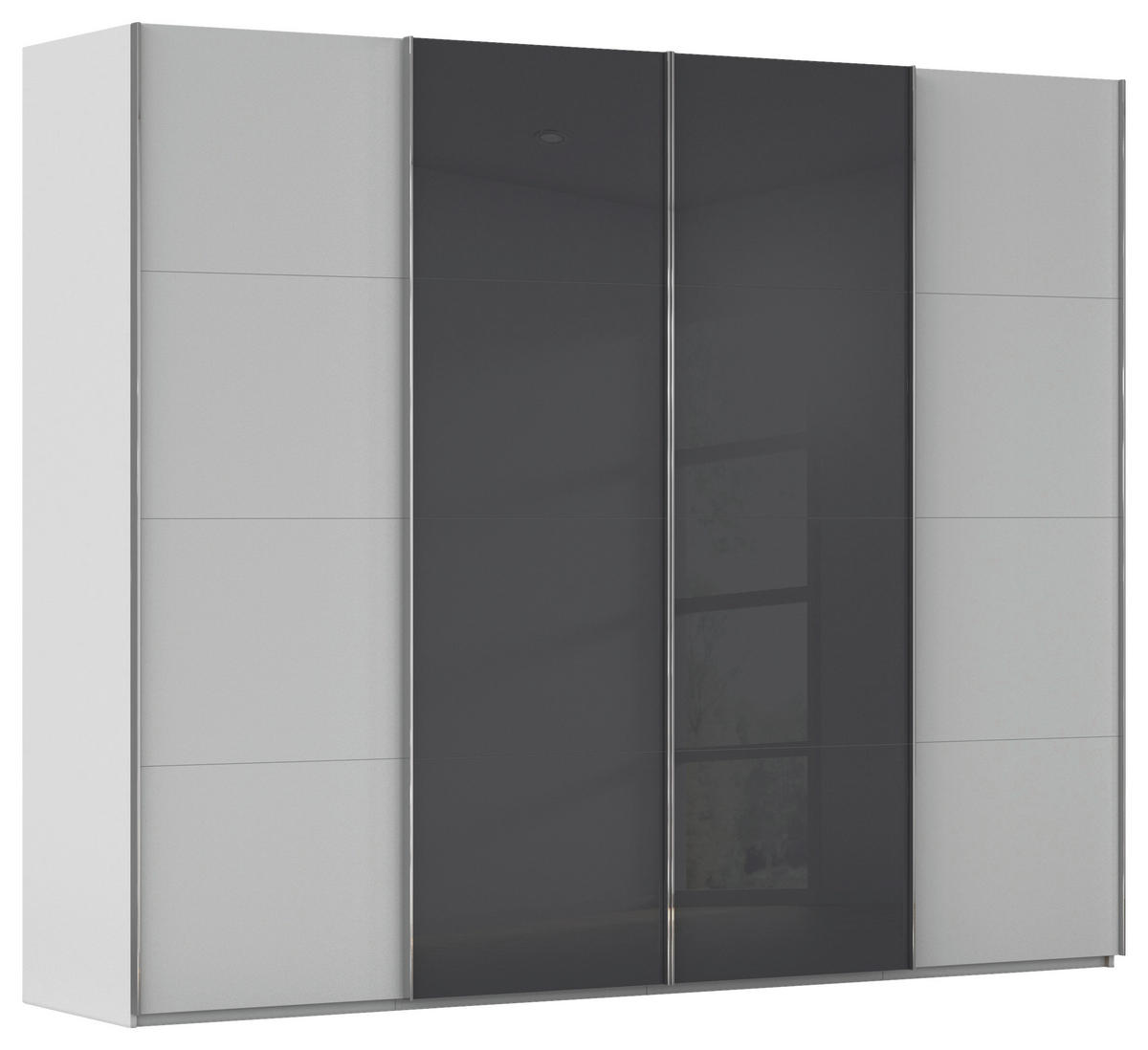 SCHWEBETÜRENSCHRANK 271/235/68 cm 4-türig Grau, Hellgrau  - Chromfarben/Hellgrau, KONVENTIONELL, Glas/Holzwerkstoff (271/235/68cm) - Novel
