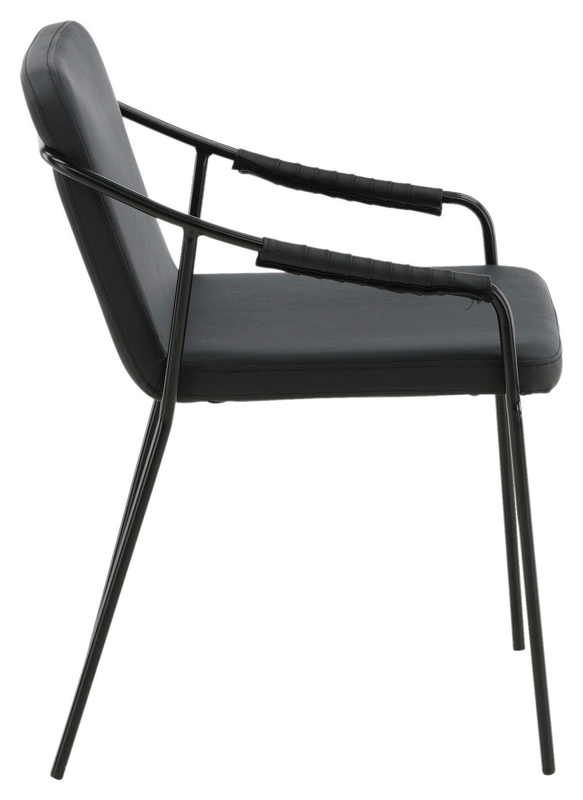 STUHL-SET 2 Stück  in Stahl Lederlook (vegan) Metall, Textil  - Schwarz, Design, Textil/Metall (53/77/59cm) - Livetastic
