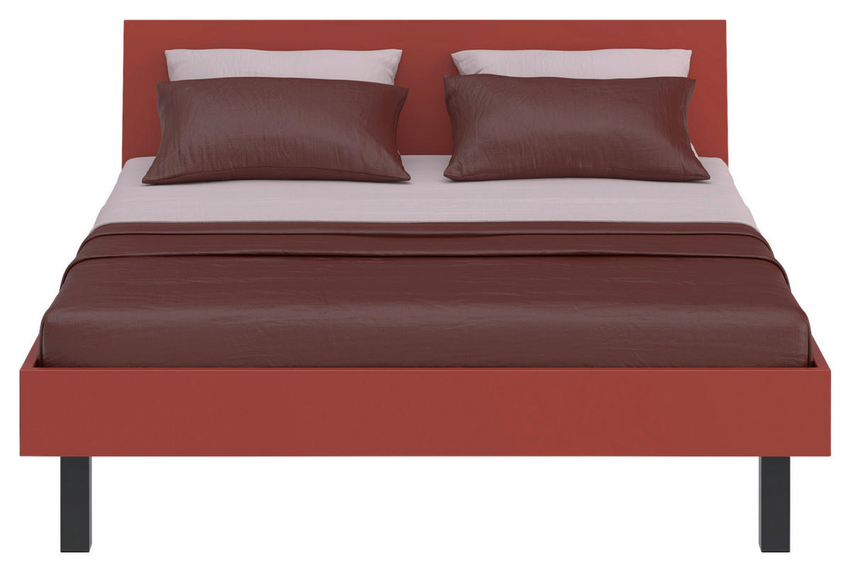 BETT 160/200 cm,  in Rot, Koralle  - Koralle/Rot, Design, Metall (160/200cm) - Xora