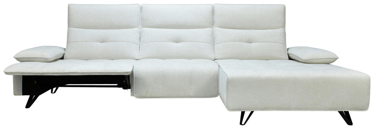 ECKSOFA Creme Chenille  - Creme/Schwarz, Design, Kunststoff/Textil (314/162cm) - Livetastic