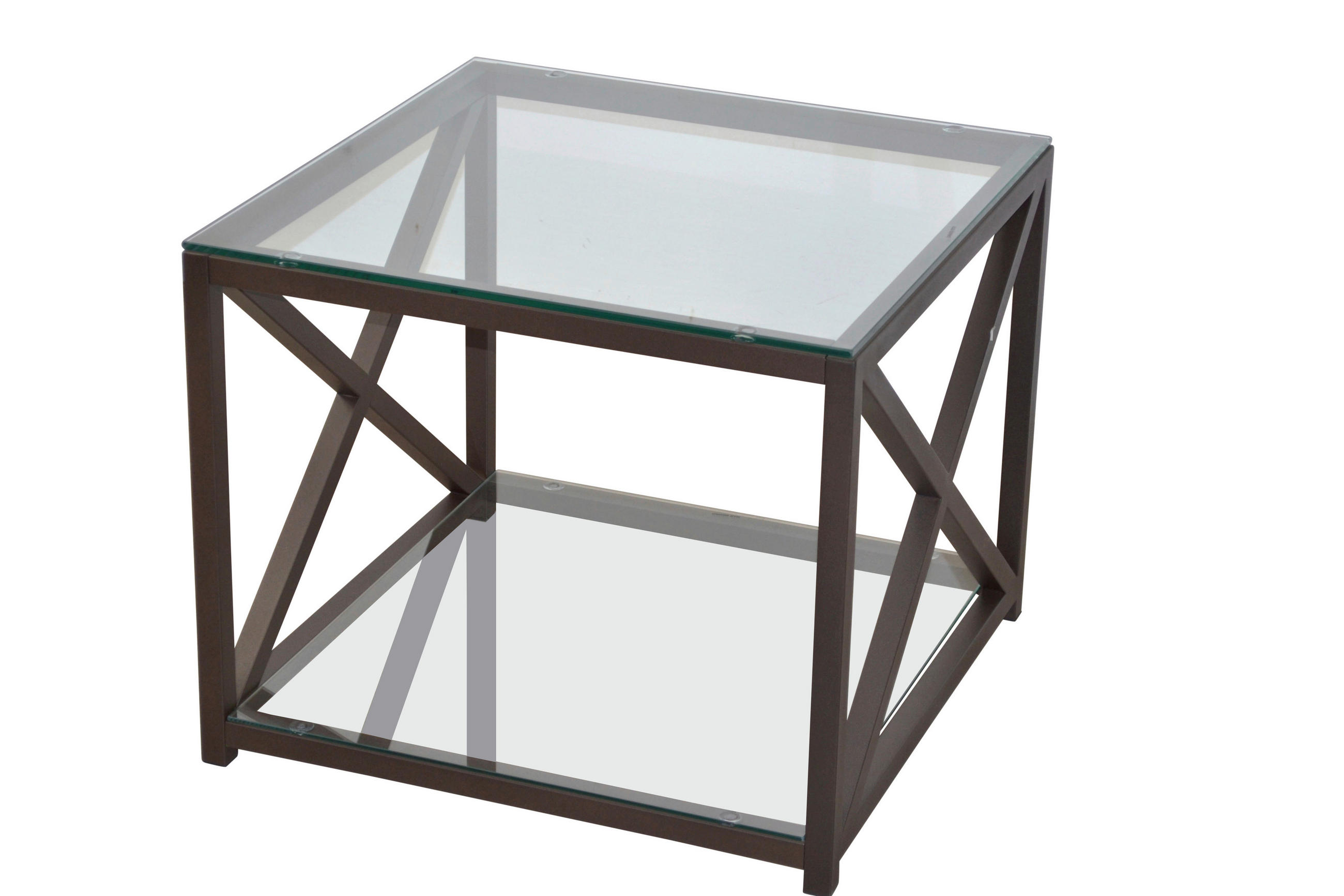 BEISTELLTISCH 60/60/50 cm Braun quadratisch  - Braun, Design, Glas/Metall (60/60/50cm) - MID.YOU