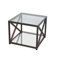 BEISTELLTISCH 60/60/50 cm Braun quadratisch  - Braun, Design, Glas/Metall (60/60/50cm) - MID.YOU