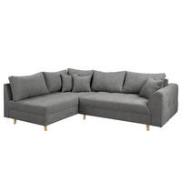 ECKSOFA Ariella Dunkelgrau Mikrofaser Rückenkissen  - Dunkelgrau/Naturfarben, Design, Holz/Textil (161/231cm) - Livetastic