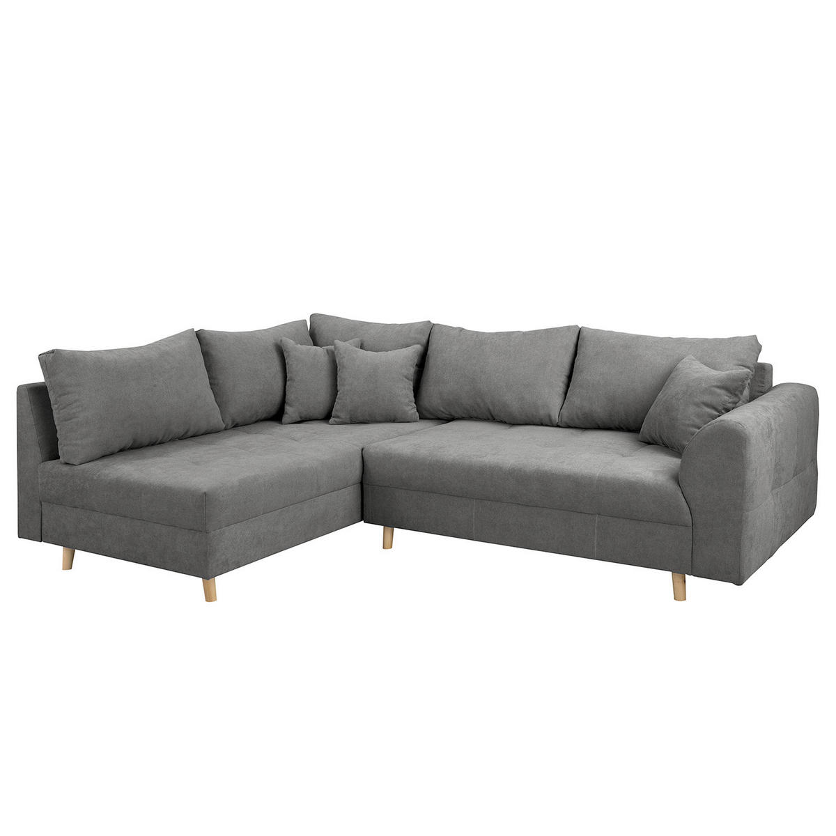 ECKSOFA Ariella Dunkelgrau Mikrofaser Rückenkissen  - Dunkelgrau/Naturfarben, Design, Holz/Textil (161/231cm) - Livetastic
