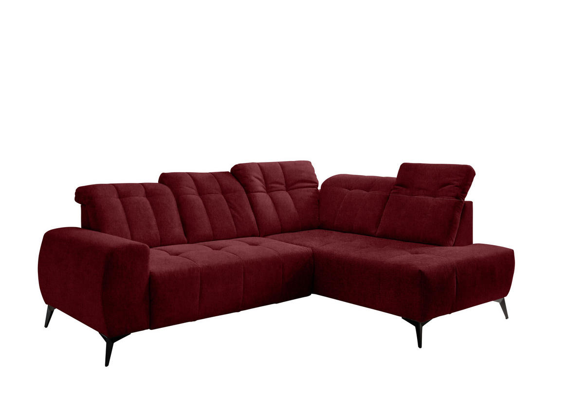 ECKSOFA in Mikrofaser Bordeaux  - Bordeaux/Schwarz, Modern, Textil/Metall (261/200cm) - Livetastic
