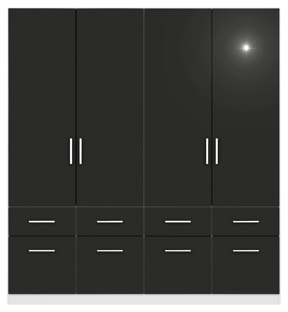 DREHTÜRENSCHRANK  in Weiß, Grau  - Chromfarben/Weiß, MODERN, Holzwerkstoff/Kunststoff (181/210/54cm) - Rauch Möbel