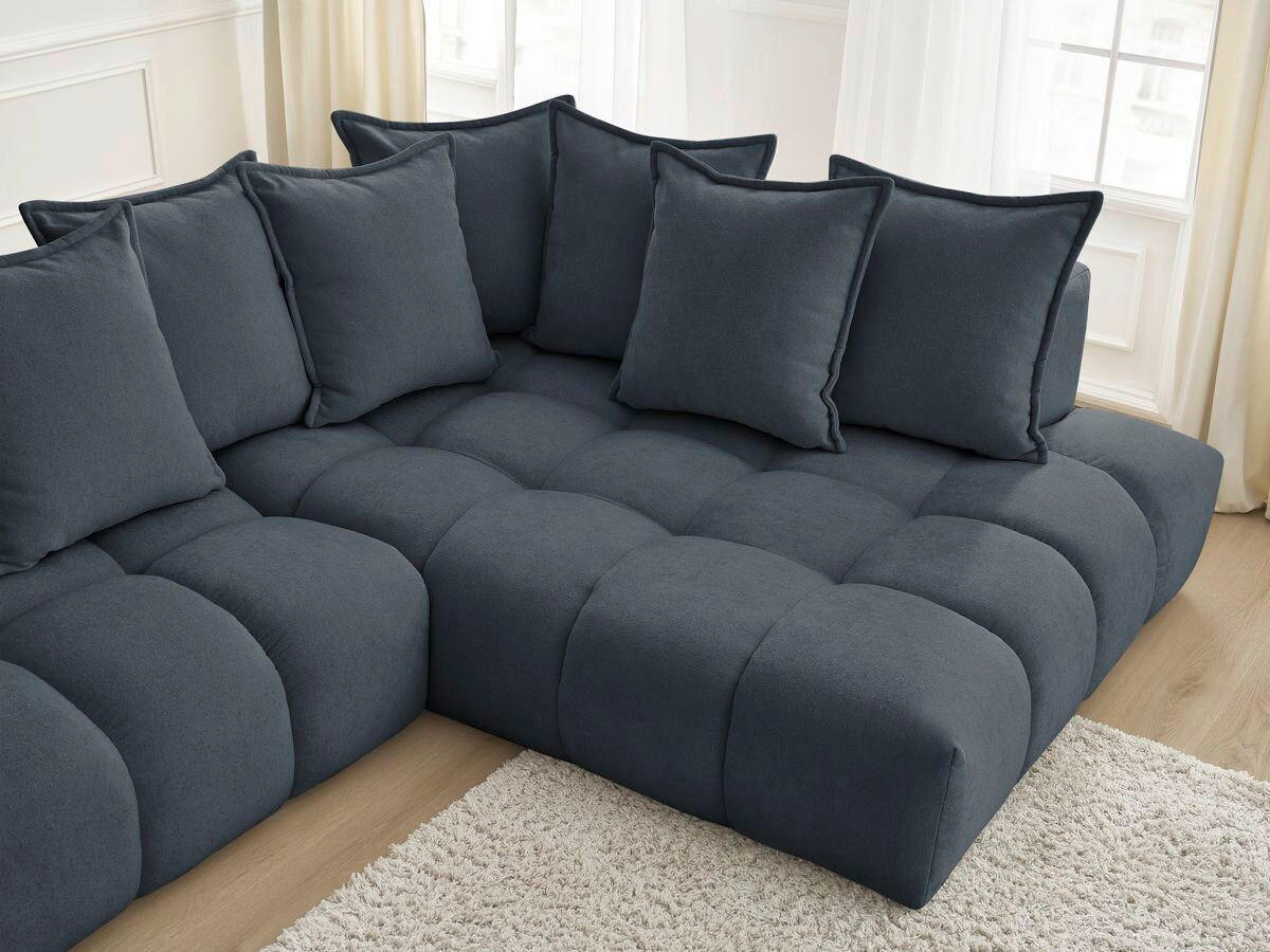 ECKSOFA Ottomane rechts  EVEREST Dunkelblau Struktur  - Schwarz/Dunkelblau, MODERN, Kunststoff/Textil (352/210cm)