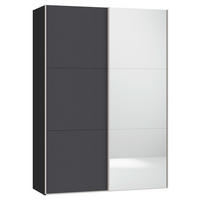 SCHWEBETÜRENSCHRANK 152/215/65 cm 2-türig Anthrazit, Schwarz  - Edelstahlfarben/Anthrazit, Design, Glas/Holzwerkstoff (152/215/65cm) - Boxxx
