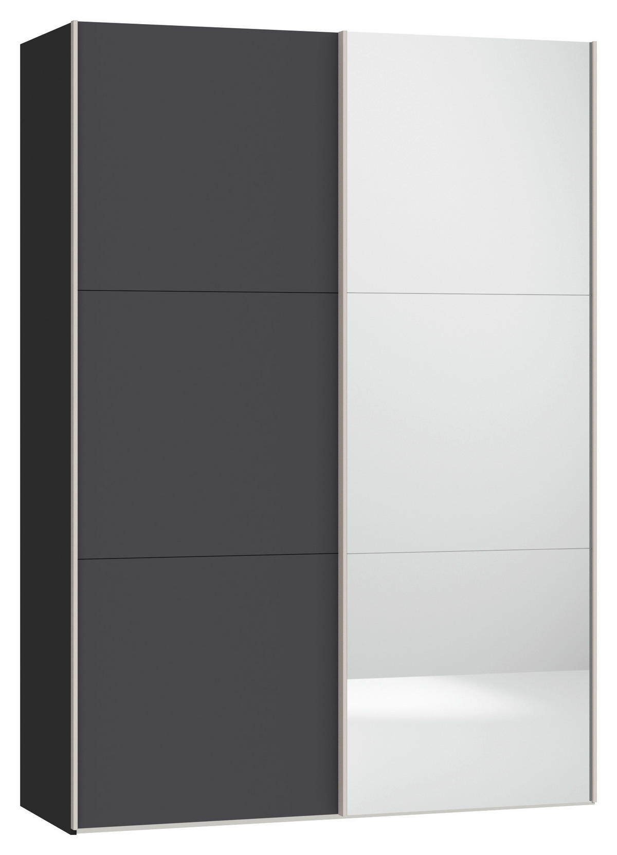 SCHWEBETÜRENSCHRANK 152/215/65 cm 2-türig Anthrazit, Schwarz  - Edelstahlfarben/Anthrazit, Design, Glas/Holzwerkstoff (152/215/65cm) - Boxxx