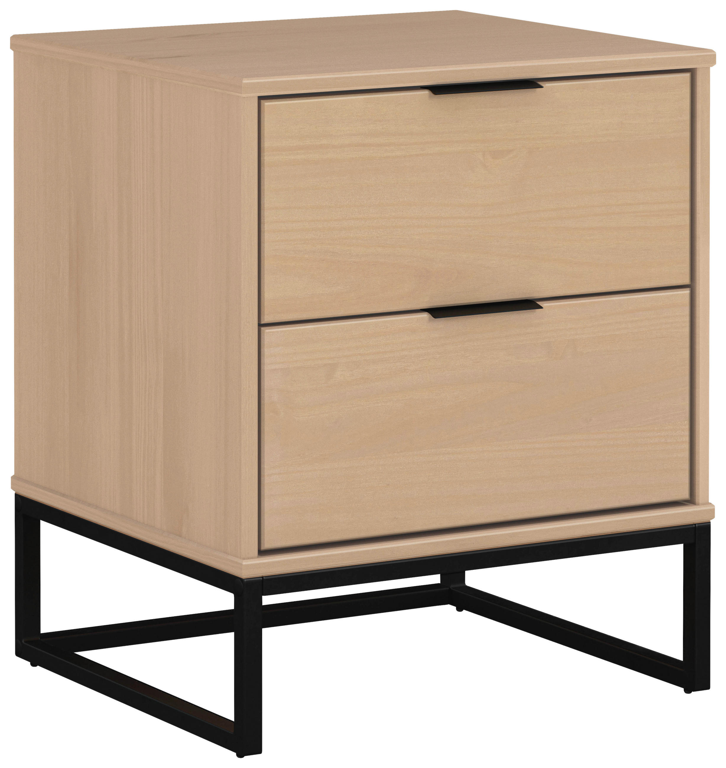 NACHTSCHRANK 50/59/45 cm Kiefer massiv  - Schwarz/Kieferfarben, MODERN, Holz/Metall (50/59/45cm) - MID.YOU