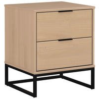 NACHTKÄSTCHEN in massiv Kiefer Schwarz, Kieferfarben  - Schwarz/Kieferfarben, MODERN, Holz/Metall (50/59/45cm) - MID.YOU