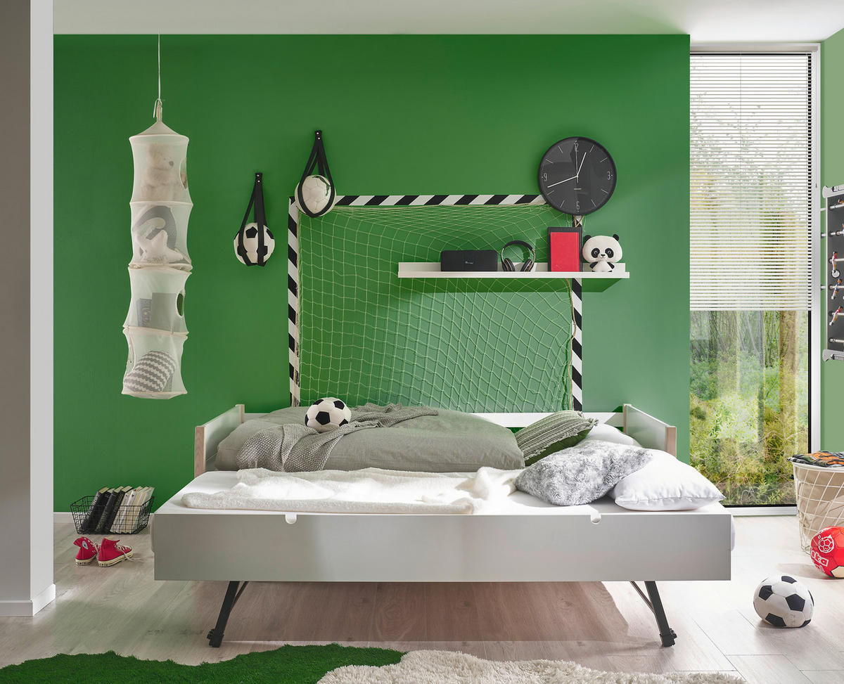 AUSZIEHBETT 90-180/200 cm  in Weiß, Kieferfarben  - Naturfarben/Weiß, KONVENTIONELL, Holz/Holzwerkstoff (90-180/200cm) - Xora