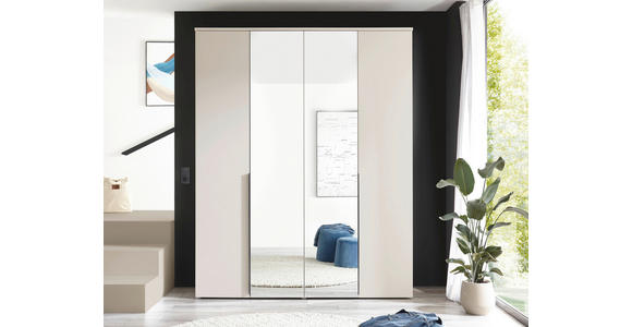 DREHTÜRENSCHRANK  in Kaschmir  - Kaschmir/Schwarz, MODERN, Glas/Holzwerkstoff (180/225/52cm) - Carryhome