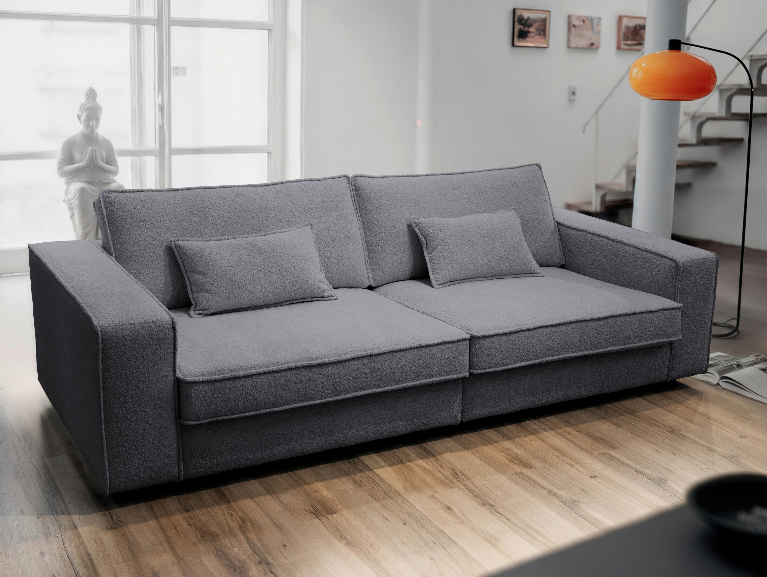POHOVKA BIG SOFA, plast, textil, kompozitní dřevo, antracitová - černá/antracitová, Konvenční, kompozitní dřevo/textil (273/74/110cm) - Livetastic