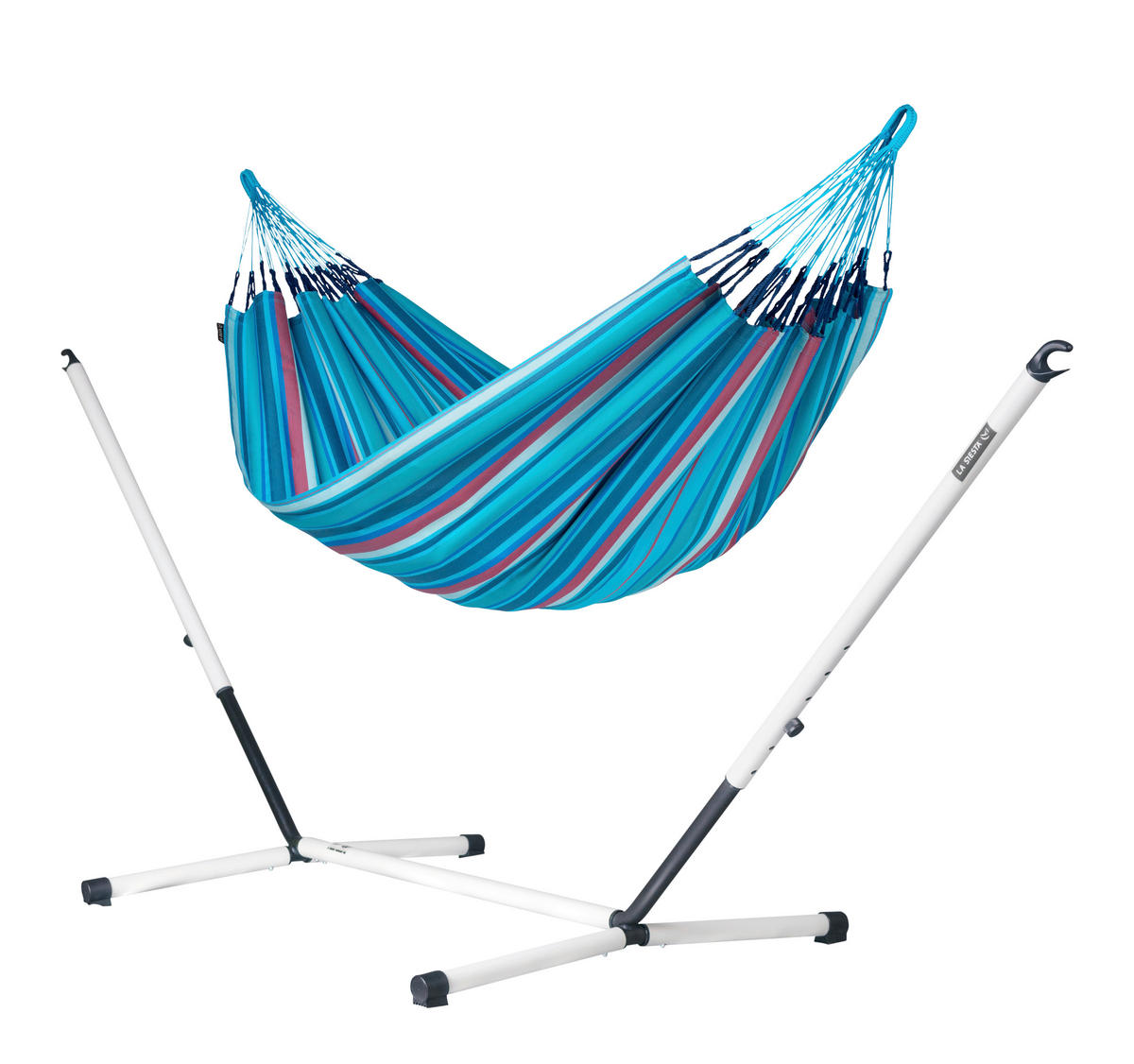 HÄNGEMATTE double outdoor  - Blau/Kirschrot, KONVENTIONELL, Textil (160/350cm) - La Siesta
