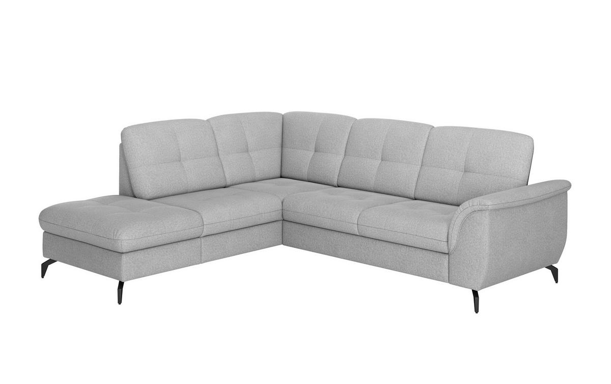 ECKSOFA ZORA E Grau Flachgewebe  - Schwarz/Grau, MODERN, Textil/Metall (212/244cm) - Sit & More