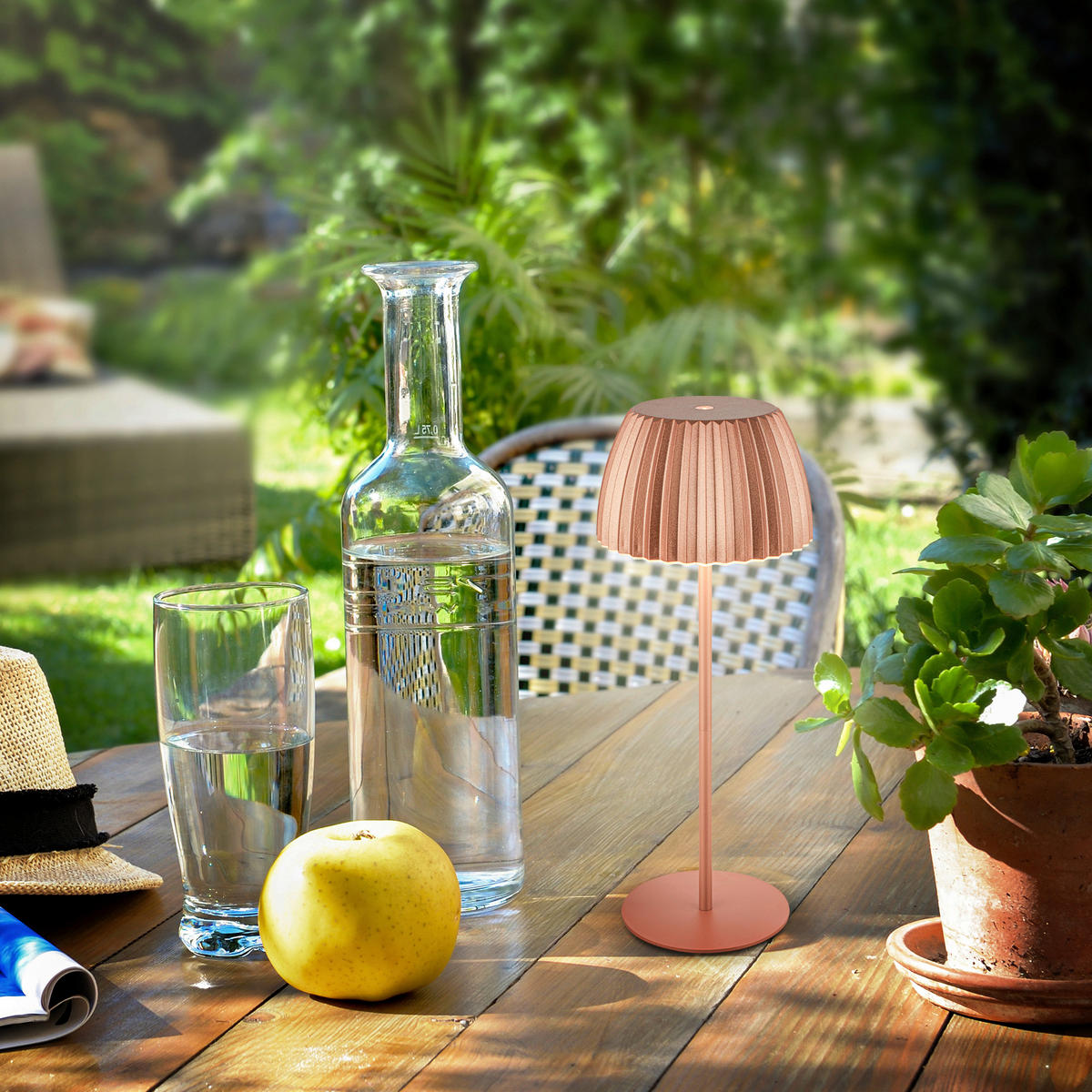 AKKU-TISCHLEUCHTE 14,5/36,5 cm  - Kupferfarben, Basics, Kunststoff/Metall (14,5/36,5cm)