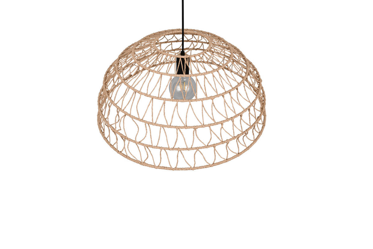 PENDELLEUCHTE 60/150 cm    - Schwarz/Braun, Natur, Papier/Metall (60/150cm)