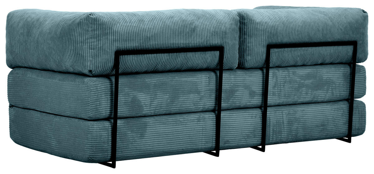 SCHLAFSOFA Cord Petrol  - Petrol, KONVENTIONELL, Textil/Metall (200/77/80cm) - Carryhome