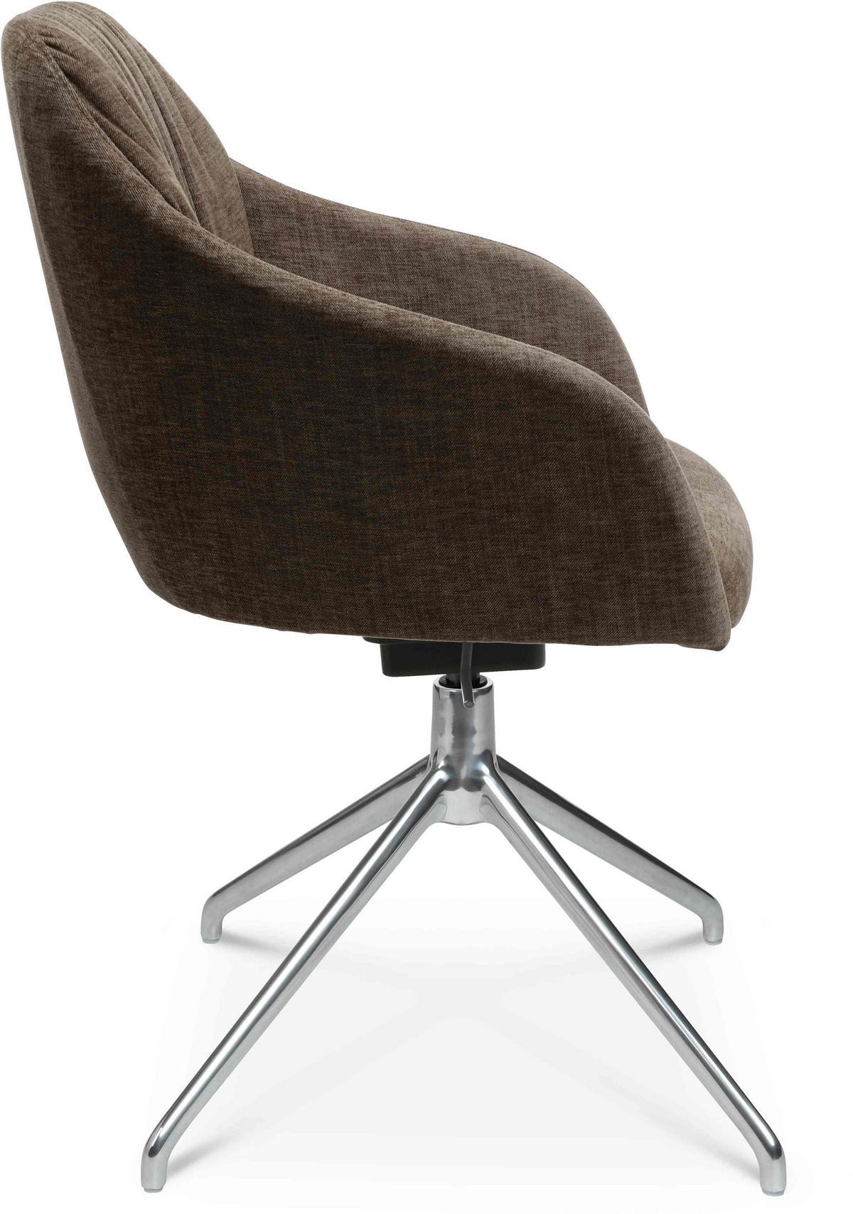 ARMLEHNSTUHL  in Aluminium Velours  - Alufarben/Braun, Design, Textil/Metall (58/81,5-84,5/60cm) - Johann Jakob