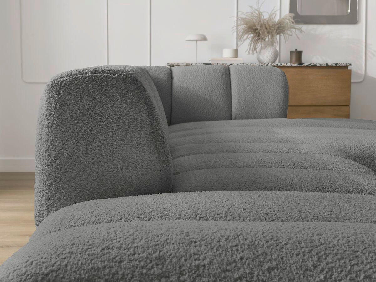 ECKSOFA  ANNECY Dunkelgrau Bouclé  - Dunkelgrau/Schwarz, MODERN, Kunststoff/Textil (262/170cm)