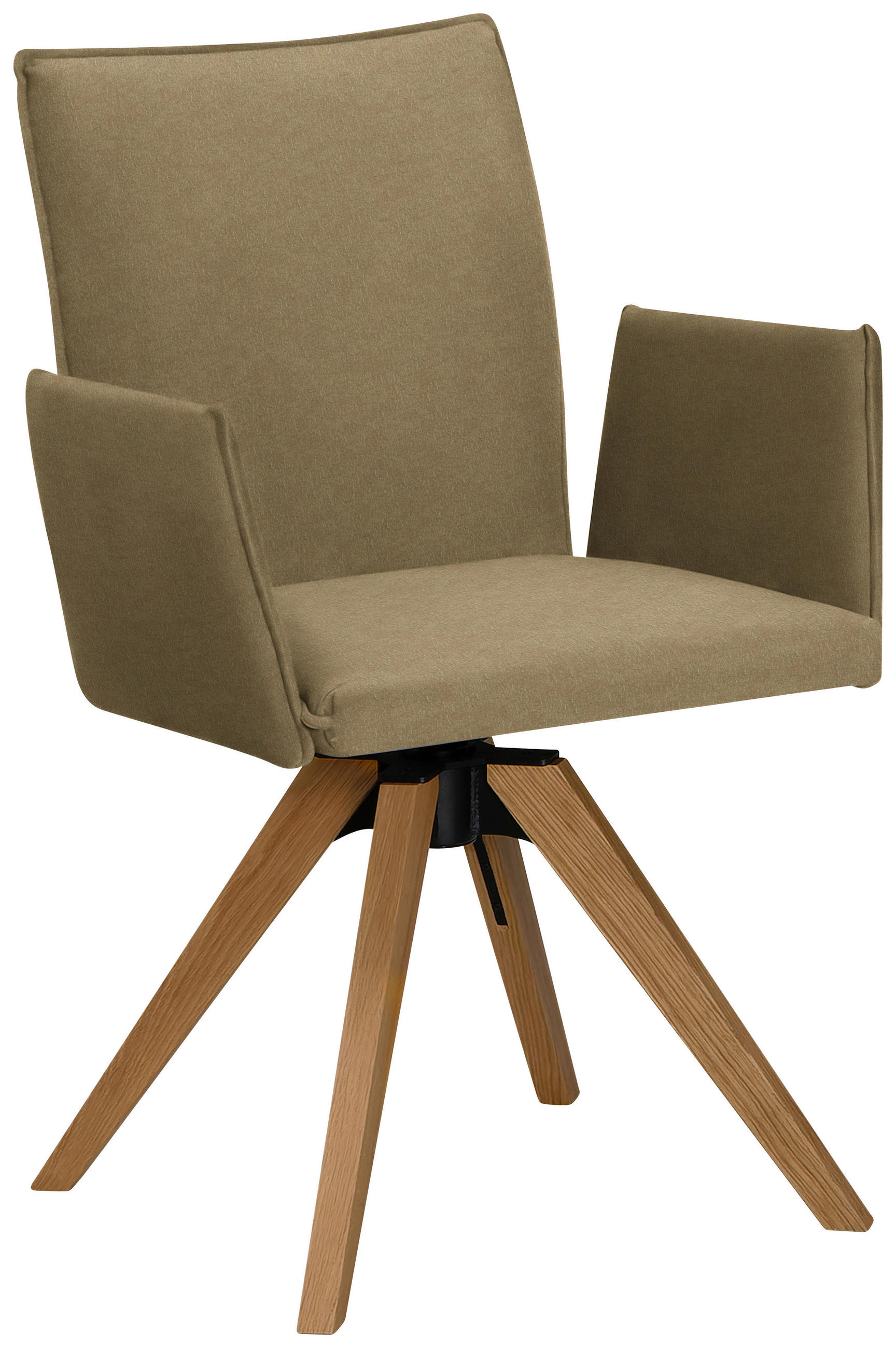ARMLEHNSTUHL  in Lederlook  - Eichefarben/Olivgrün, Konventionell, Holz/Textil (64/91/61cm) - Moderano