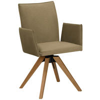 ARMLEHNSTUHL  in Lederlook  - Eichefarben/Olivgrün, Konventionell, Holz/Textil (64/91/61cm) - Moderano