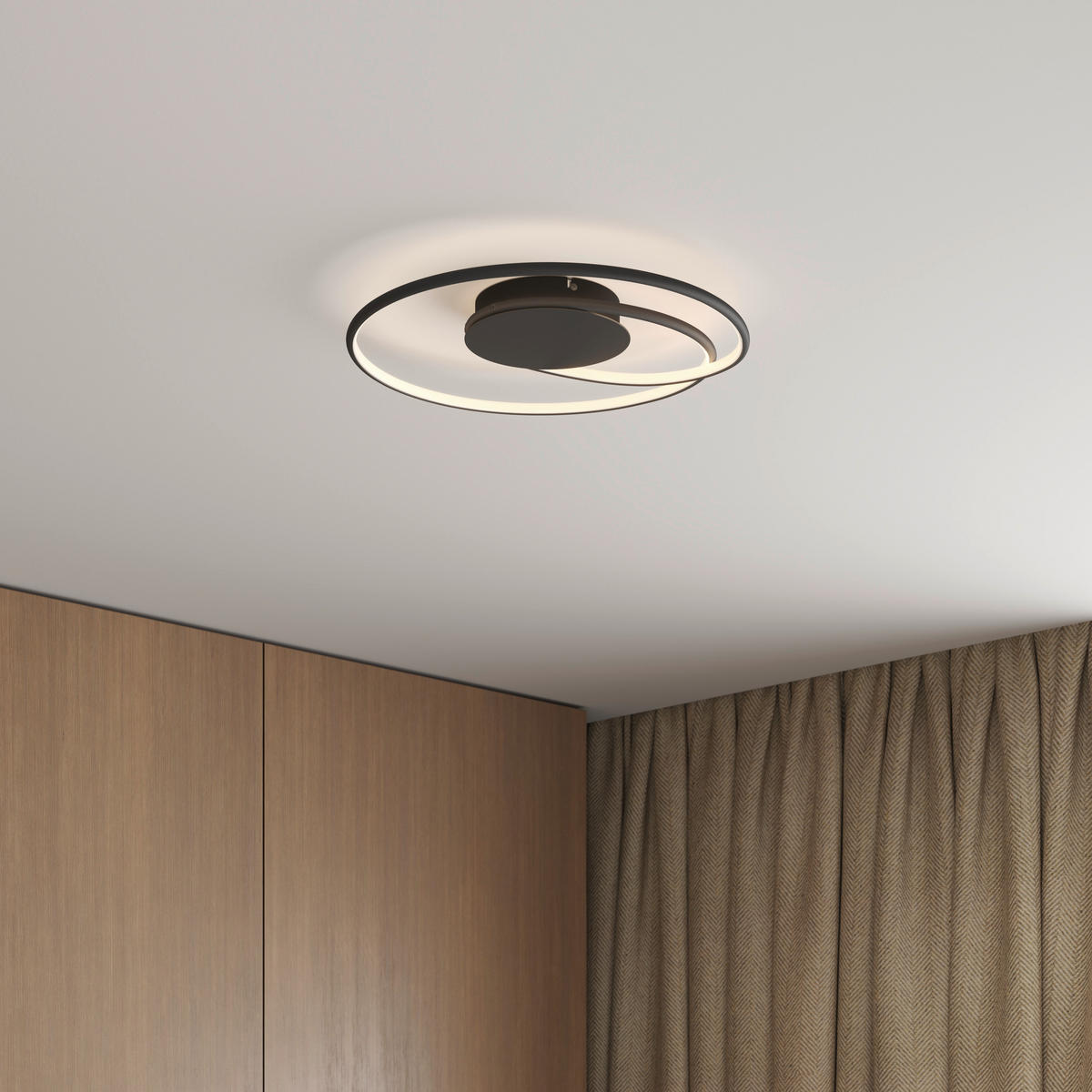 LED-DECKENLEUCHTE 45/8 cm   - Schwarz, LIFESTYLE, Kunststoff/Metall (45/8cm) - Novel