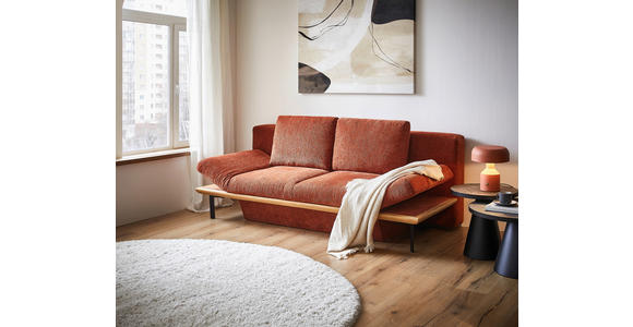 SCHLAFSOFA in Chenille Rostfarben  - Rostfarben/Schwarz, Design, Holz/Textil (212/89/102cm) - Dieter Knoll