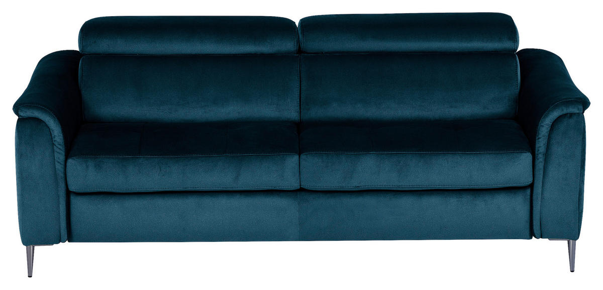 SCHLAFSOFA Samt Dunkelblau  - Chromfarben/Dunkelblau, Design, Textil/Metall (203/77-98/103cm) - MID.YOU