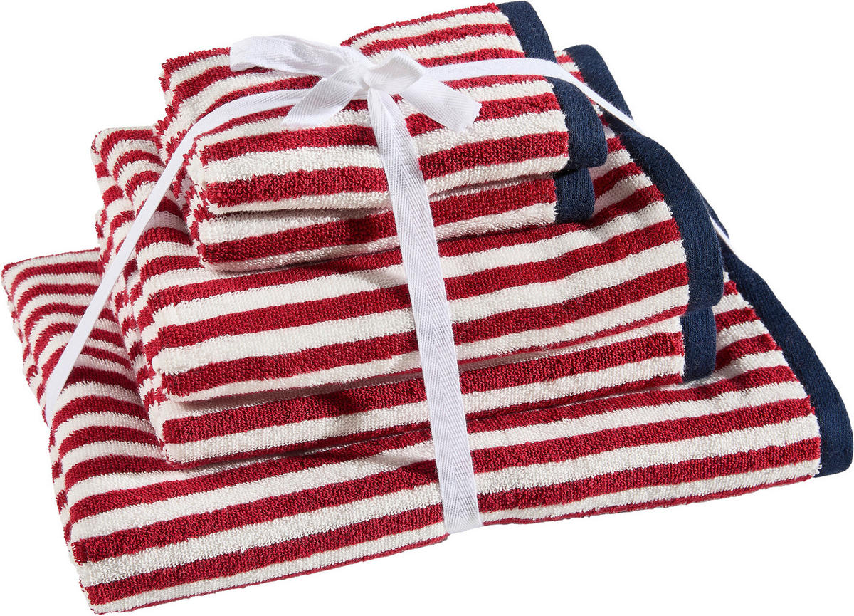 FROTTIERSET Blau, Rot 5-teilig  - Blau/Rot, Textil (30/50cm) - Esposa