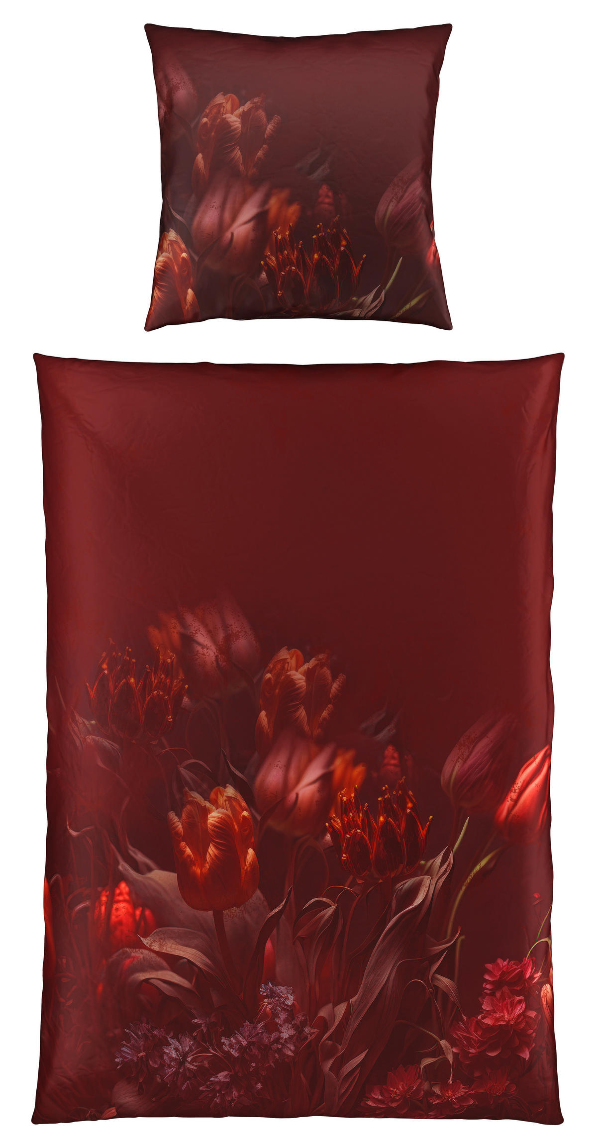 BETTWÄSCHE Burgonjo Satin 135/200 cm  - Dunkelrot, Textil (135/200cm) - Novel