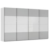 SCHWEBETÜRENSCHRANK 361/223/68 cm,  in Weiß, Seidengrau, 4 Tür(en)  - Chromfarben/Seidengrau, KONVENTIONELL, Glas/Holzwerkstoff (361/223/68cm) - Novel