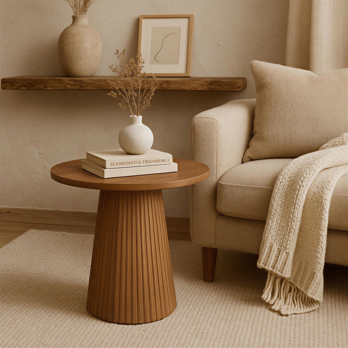 BEISTELLTISCH 50/50/46 cm Mangoholz massiv Naturfarben rund  - Naturfarben, Design, Holz (50/50/46cm) - MID.YOU