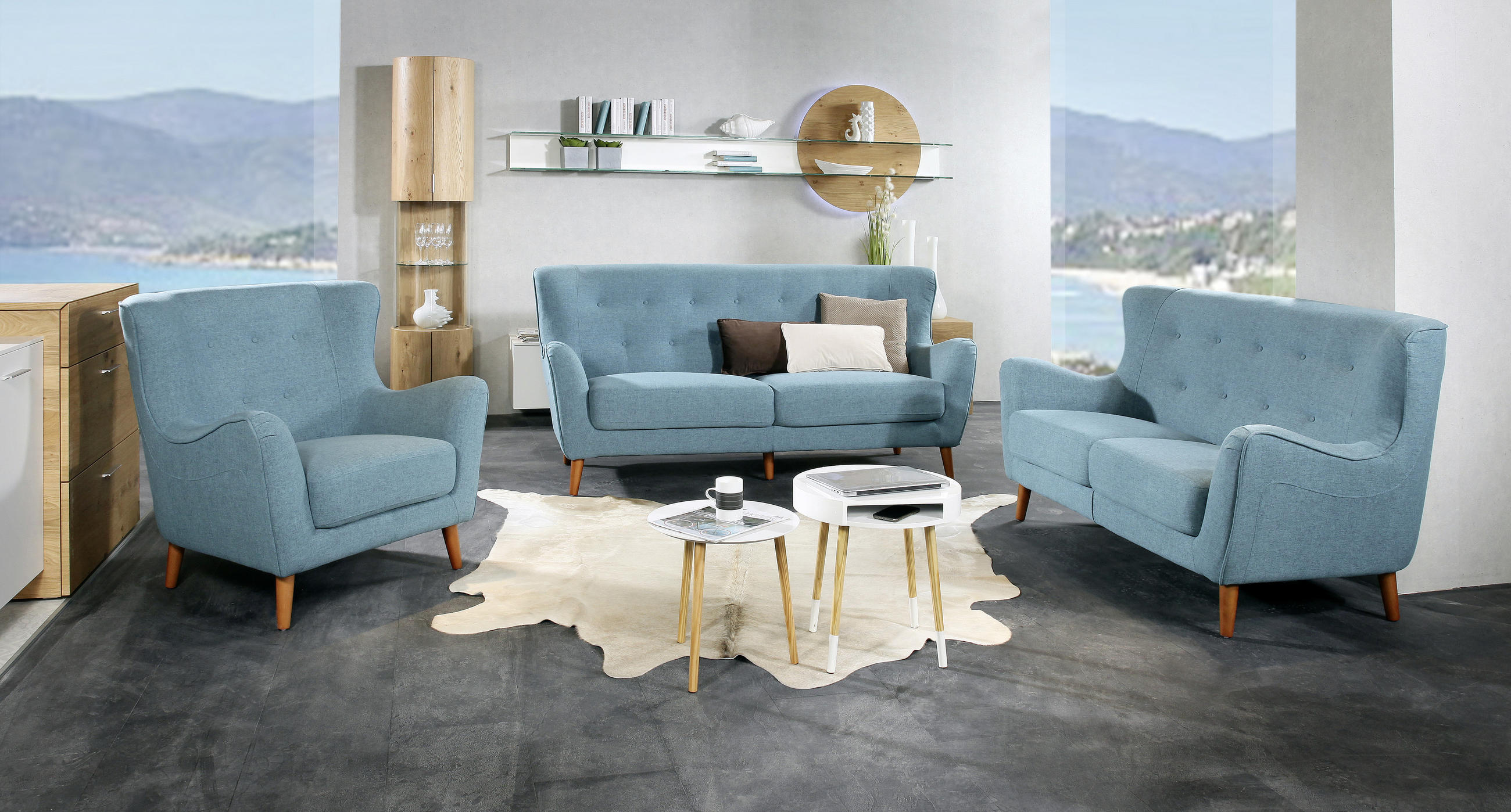ZOFA, svetlo modra tekstil - svetlo modra/naravne barve, Design, tekstil/les (158/93/89cm) - Ti'me