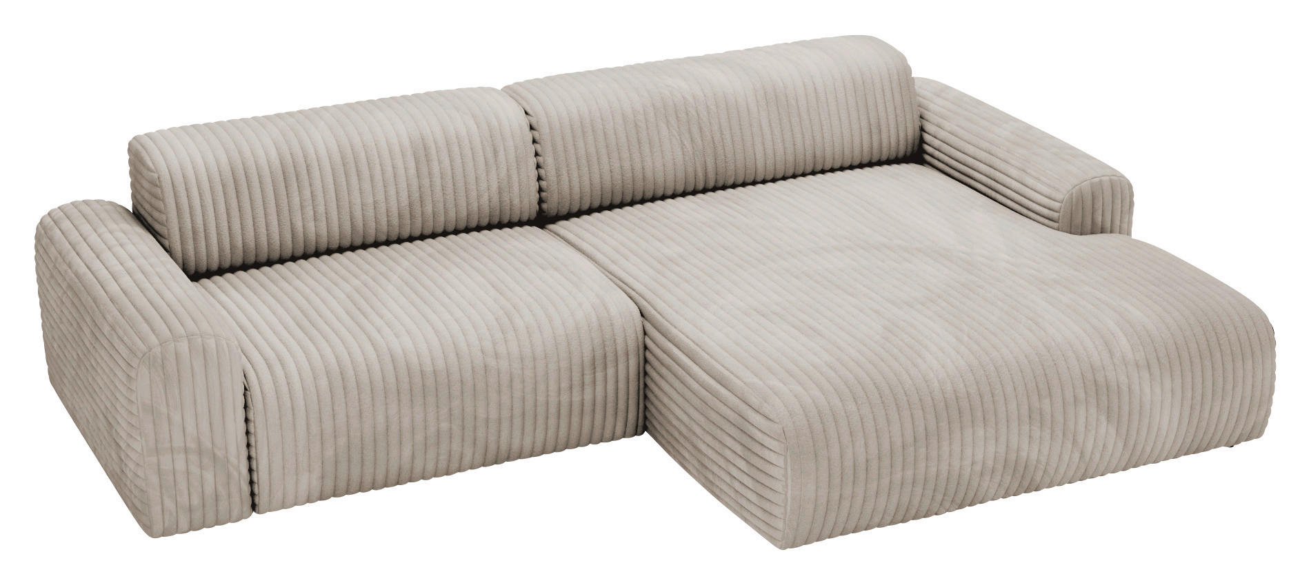 ECKSOFA Greige Cord  - Greige/Schwarz, Design, Kunststoff/Textil (292/178cm) - home24